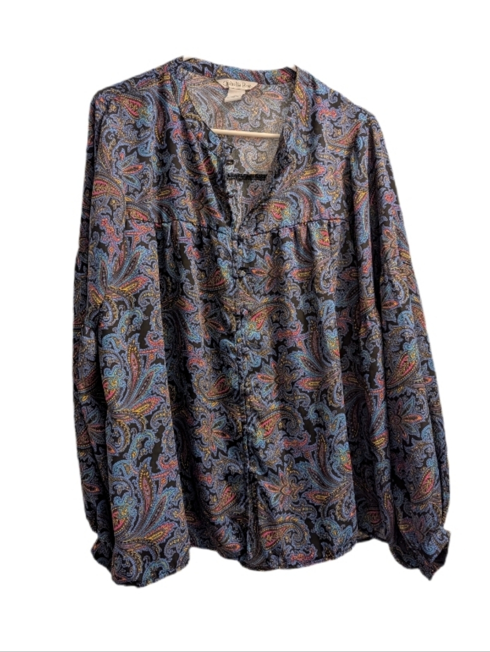 Ophelia Roe Paisley Button-Front Blouse XL